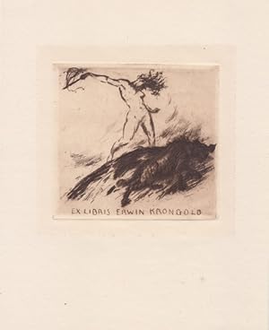 Imagen del vendedor de Ex Libris Erwin Krongold. Frauenakt mit Peitsche und vierbeiniges Wesen. a la venta por Antiquariat  Braun