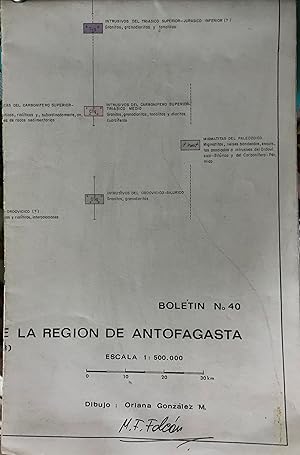 Geologia y yacimientos metalíferos de la Región de Antofagasta. Escala 1 : 500.000