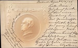 Präge Ansichtskarte / Postkarte Domingo Faustino Sarmiento, Präsident von Argentinien, Profilansicht