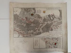Antiguo grabado militar siglo XVIII asedio Philippsburg Alemania 1740