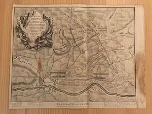 Mapa antiguo siglo XVIII Battle of Maestricht Maastricht Holanda 1744