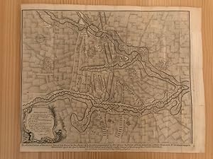 Mapa antiguo siglo XVIII Tienen Lines of Brabant Bélgica 1744