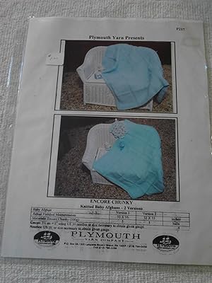 Seller image for Plymouth Yarn Presents Encore Chunky Knitted Baby Afghans -- 2 Versions; Leaflet P217 for sale by The Librarian's Books