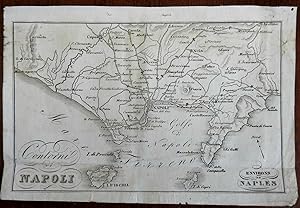 Italy Italia Napoli Bay of Naples Capri Amalfi 1842 scarce detailed Italian map