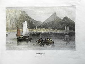 Cape Town South Africa Table Bay Harbor View Sailing Ships 1850 engraved print