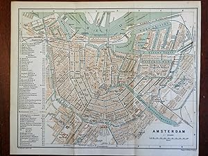Amsterdam Holland Netherlands 1897 detailed city plan Canals Amstel River