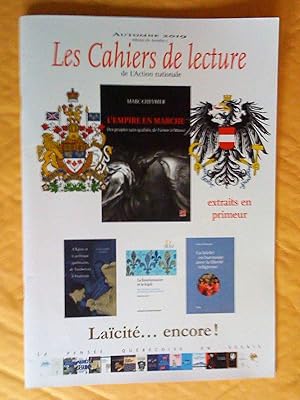 Les cahiers de lecture de l'Action nationale, automne 2019, vol. XIV, no 1