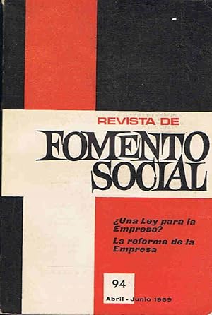 Immagine del venditore per REVISTA DE FOMENTO SOCIAL. N 94. Abril-Junio 1969. venduto da Librera Torren de Rueda