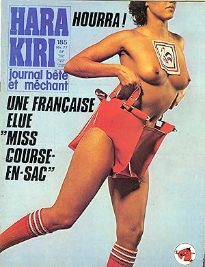 "HARA-KIRI N°185 / Février 1977" UNE FRANÇAISE ÉLUE MISS COURSE-EN-SAC / ROULEZ BOURRÉS (Complet ...