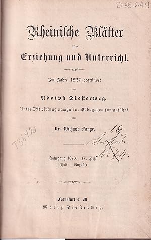 Rheinische Blätter für Erziehung und Unterricht Jahr 1873