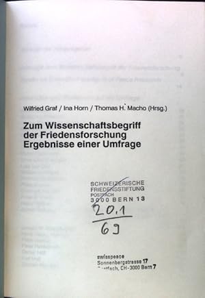 Image du vendeur pour Zum Wissenschaftsbegriff der Friedensforschung. Ergebnisse einer Umfrage; mis en vente par books4less (Versandantiquariat Petra Gros GmbH & Co. KG)