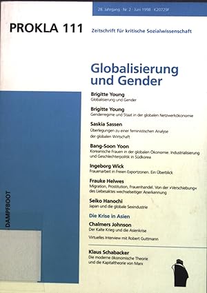 Bild des Verkufers fr Globalisierung und Gender. Prokla ; Bd. 111 = Jg. 28, Nr. 2 zum Verkauf von books4less (Versandantiquariat Petra Gros GmbH & Co. KG)