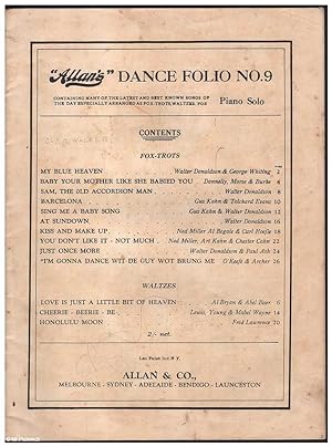 Seller image for Allan's" Dance Folio NO.9 for Piano Solo for sale by Mr Pickwick's Fine Old Books