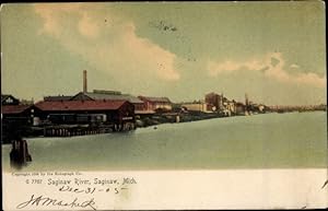 Ansichtskarte / Postkarte Saginaw Michigan, Saginaw River, Iron Works