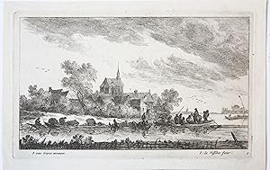 [Antique print, etching and engraving] A ferry reaching a River-bank. [Regiunculæ Amoenissimæ ele...