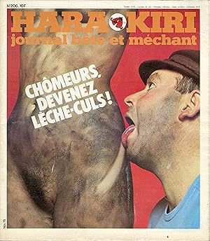 "HARA-KIRI N°206/ Novembre 1978" CHÔMEURS DEVENEZ LÈCHE-CULS ! / Fausse pub RICARD (Complet / Trè...