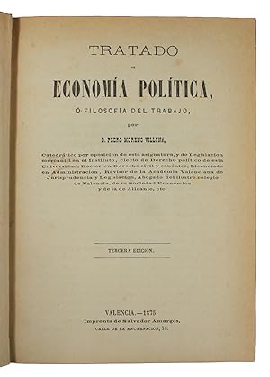 Imagen del vendedor de Tratado de Economa Poltica, o Filosofa del Trabajo. a la venta por Librera Jos Porra Turanzas S.A.