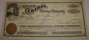 Capital Stock in Grand Central Mining Company. Mines located at Tintic Mining District, Utah. 200...