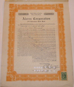 Shares in Bonds in Alcres Corporation.