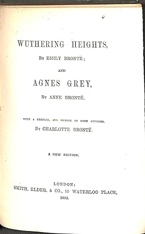 wuthering heights and agnes grey emily brontë