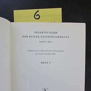 Bild des Verkufers fr Gesamtausgabe der Basler Gesetzessammlung - Band I-XLV, Band 3 (enthaltend die in Kraft stehenden Bestimmungen bis zum 31. Dezember 1959) zum Verkauf von Bookstore-Online