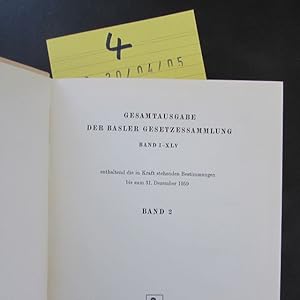 Bild des Verkufers fr Gesamtausgabe der Basler Gesetzessammlung - Band I-XLV, Band 2 (enthaltend die in Kraft stehenden Bestimmungen bis zum 31. Dezember 1959) zum Verkauf von Bookstore-Online