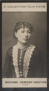 Photographie de la collection Félix Potin (4 x 7,5 cm) représentant : Virginie Demont-Breton, pei...