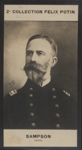 Photographie de la collection Félix Potin (4 x 7,5 cm) représentant : Amiral William Sampson. Déb...