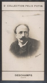 Photographie de la collection Félix Potin (4 x 7,5 cm) représentant : Louis Deschamps, peintre. D...