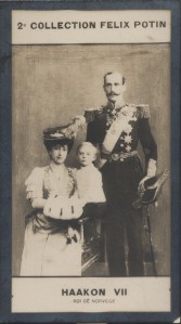 Photographie de la collection Félix Potin (4 x 7,5 cm) représentant : Haakon VII - Roi de Norvège...
