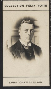 Seller image for Photographie de la collection Flix Potin (4 x 7,5 cm) reprsentant : Lord Chamberlain, homme politique anglais. Dbut XXe. Vers 1900. for sale by Librairie Et Ctera (et caetera) - Sophie Rosire