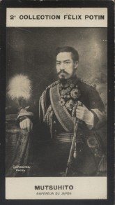 Photographie de la collection Félix Potin (4 x 7,5 cm) représentant : Mutsuhito - Empereur du Jap...