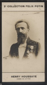 Bild des Verkufers fr Photographie de la collection Flix Potin (4 x 7,5 cm) reprsentant : Henry Houssaye, historien. Dbut XXe. Vers 1900. zum Verkauf von Librairie Et Ctera (et caetera) - Sophie Rosire