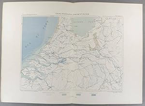 Cours inférieur de la Meuse et du Rhin. Carte en couleurs extraite de la Géographie universelle d...