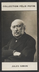 Bild des Verkufers fr Photographie de la collection Flix Potin (4 x 7,5 cm) reprsentant : Jules Simon, homme politique. Dbut XXe. Vers 1900. zum Verkauf von Librairie Et Ctera (et caetera) - Sophie Rosire