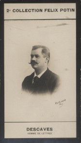 Seller image for Photographie de la collection Flix Potin (4 x 7,5 cm) reprsentant : Lucien Descaves, homme de lettres. Dbut XXe. Vers 1900. for sale by Librairie Et Ctera (et caetera) - Sophie Rosire