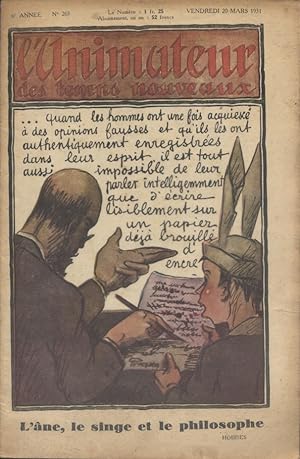 Bild des Verkufers fr L'animateur des temps nouveaux. N 263. 20 mars 1931. zum Verkauf von Librairie Et Ctera (et caetera) - Sophie Rosire
