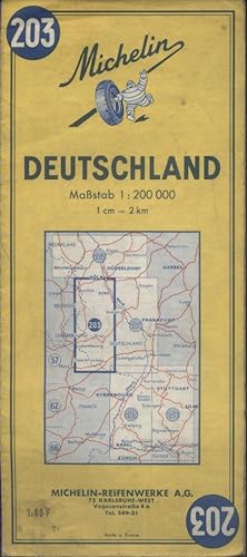 Carte Michelin N° 203. Deutschland. (Bonn-Saarbrücken). Carte au 200.000e.
