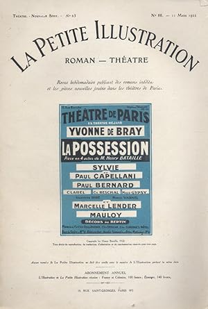 Imagen del vendedor de La Petite illustration thtrale N 63 : La possession, pice de Henry Bataille. 11 mars 1922. a la venta por Librairie Et Ctera (et caetera) - Sophie Rosire