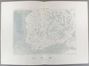Lacs de Finlande. Carte en couleurs extraite de la Géographie universelle d'Elisée Reclus. Vers 1...