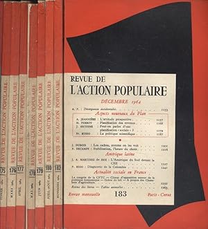 Revue de l'Action populaire 1964. Année incomplète. Numéros 174 à 183. Il manque le numéro 181 de...