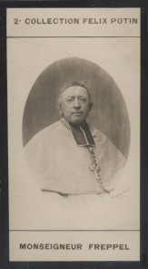 Photographie de la collection Félix Potin (4 x 7,5 cm) représentant : Mgr Freppel, évêque. Début ...