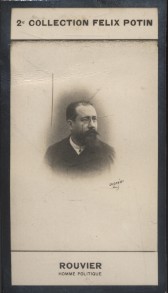 Seller image for Photographie de la collection Félix Potin (4 x 7,5 cm) représentant : Maurice Rouvier, homme politique. Début XXe. Vers 1900. for sale by Librairie et cætera (et caetera)