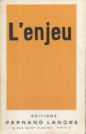 Imagen del vendedor de L'enjeu. a la venta por Librairie Et Ctera (et caetera) - Sophie Rosire