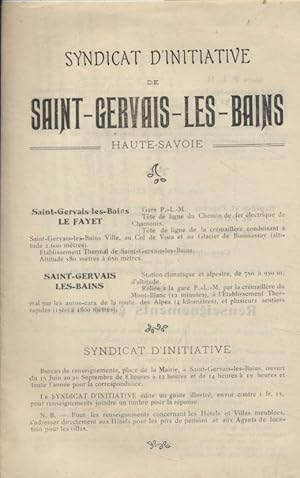 Bild des Verkufers fr Prospectus de 4 pages prsentant Saint-Gervais-les-Bains. Vers 1920. zum Verkauf von Librairie Et Ctera (et caetera) - Sophie Rosire