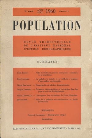 Population. Revue trimestrielle de l'Institut National d'Etudes Démographiques. N° 4 de 1960. Lou...