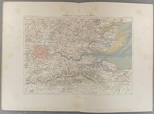 Londres et l'estuaire de la Tamise. Carte en couleurs extraite de la Géographie universelle d'Eli...