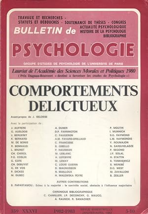 Bulletin de psychologie N° 359. 5-10 : Comportements délictueux. Janvier-avril 1983.