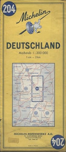Carte Michelin N° 204. Deutschland. (Frankfurt). Carte au 200.000e.
