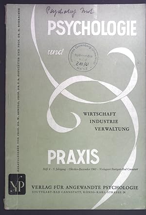 Seller image for Ein Beitrag zur Psychologie des "Arbeitsbildes". - in: Psychologie und Praxis. Wirtschaft, Industrie, Verwaltung. 5. Jhg. 1961, Heft 4. for sale by books4less (Versandantiquariat Petra Gros GmbH & Co. KG)